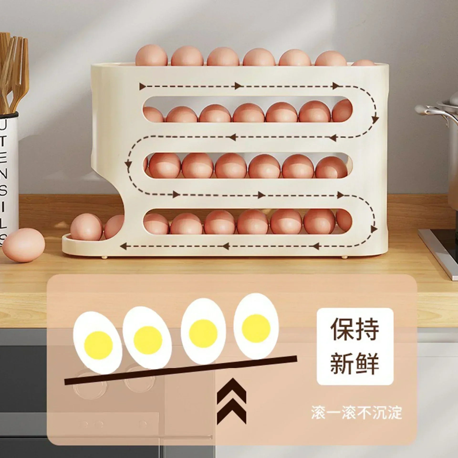 Slide Egg Storage Box - Refrigerator Organizer